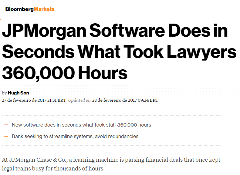 JPMorgan Software Does in Seconds What Took Lawyers 360,000 Hours
